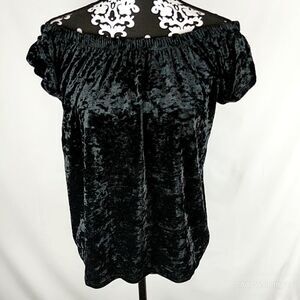 Love by Design crushed velvet off the shoulder to